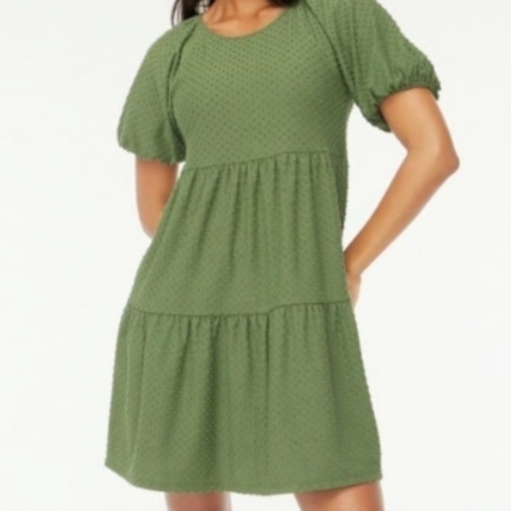 J. Crew Green Tiered Mini Dress